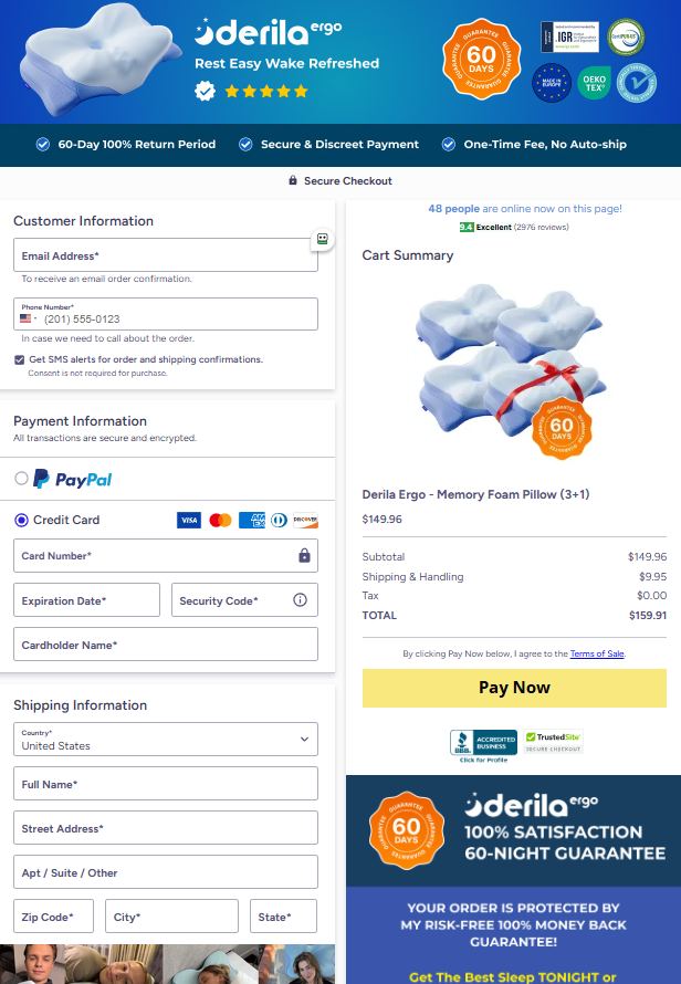 Derila Pillow From The Official Website Secure Order Page